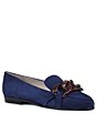 Color:New Navy Cashmere - Image 1 - Omega Suede Tortoise Chain Dress Loafers
