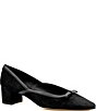 Amalfi Pagliuzza Suede Block Heel Mini Bow Pumps - Image 1