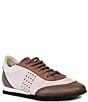 Color:Nude/Moka/Sigaro Combo - Image 1 - Rampollo Leather and Suede Retro Lace-Up Sneakers