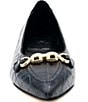 Amalfi Tappeto Crocodile Embossed Leather Pointed Toe Chain Hardware Dress Flats - Image 5