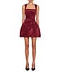 Amanda Uprichard Bethany Square Neck Sleeveless Faux Suede Belted Skort Romper - Image 1