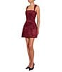 Amanda Uprichard Bethany Square Neck Sleeveless Faux Suede Belted Skort Romper - Image 3
