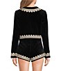 Amanda Uprichard Braswell Embroidered Round Neck Long Sleeve Coordinating Short Jacket - Image 2