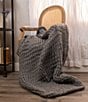 Color:Grey - Image 2 - Gage Cable Knit Grey Throw Blanket