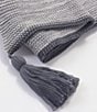 Color:Grey - Image 2 - Santo, Stone Steel Blue, Tasseled Throw Blanket