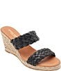 Color:Black - Image 1 - Aria Woven Leather Espadrille Wedge Slides