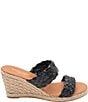 Color:Black - Image 2 - Aria Woven Leather Espadrille Wedge Slides