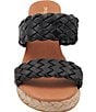 Color:Black - Image 5 - Aria Woven Leather Espadrille Wedge Slides