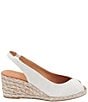 Color:White/Silver - Image 2 - Audrey Floral Linen Esapdrille Wedge Peep Toe Sandals