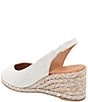 Color:White/Silver - Image 4 - Audrey Floral Linen Esapdrille Wedge Peep Toe Sandals