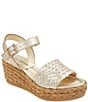 Color:Platino - Image 1 - Carissa Leather Braided Espadrille Wedge Sandals