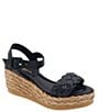 Color:Black - Image 1 - Cecilia Woven Leather Espadrille Platform Wedge Sandals