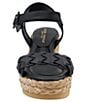 Color:Black - Image 5 - Cecilia Woven Leather Espadrille Platform Wedge Sandals
