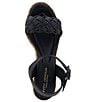 Color:Black - Image 6 - Cecilia Woven Leather Espadrille Platform Wedge Sandals