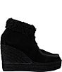 Andre Assous Charlotte Suede Faux Shearling Cuff Platform Wedge Booties - Image 2