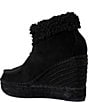 Andre Assous Charlotte Suede Faux Shearling Cuff Platform Wedge Booties - Image 4