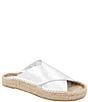 Color:Silver - Image 1 - Estelle Leather Espadrille Slide Sandals