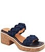 Color:Navy - Image 1 - Layla Woven Leather Featherweight Platform Slide Sandals