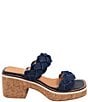 Color:Navy - Image 2 - Layla Woven Leather Featherweight Platform Slide Sandals