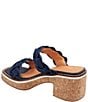 Color:Navy - Image 4 - Layla Woven Leather Featherweight Platform Slide Sandals