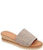 Color:Black/Beige - Image 1 - Nessie Linen Espadrille Wedge Sandals
