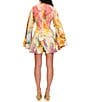 Color:Zuli Print - Image 2 - Pana Abstract Print Deep V-Neck Long Flared Bell Sleeve Romper