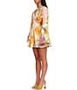 Color:Zuli Print - Image 3 - Pana Abstract Print Deep V-Neck Long Flared Bell Sleeve Romper