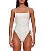 Color:Limestone - Image 1 - Reco Ruched One Piece Swimsuit