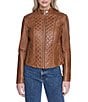 Andrew Marc Marlette Lambskin Leather Stand Collar Zip Front Moto Jacket - Image 5