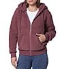 Color:Dried Rose - Image 3 - Andrew Marc Spor Teddy Fleece Knit Hoodie Neck Long Sleeve Front Zipper Jacket