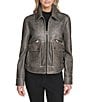 Andrew Marc Sport Addis Aviator Style Zip Front Leather Jacket, Color:Black - Image 1
