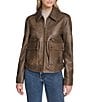 Andrew Marc Sport Addis Aviator Style Zip Front Leather Jacket, Color:Brown - Image 1