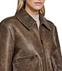 Andrew Marc Sport Addis Aviator Style Zip Front Leather Jacket, Color:Brown - Image 4