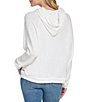 Color:Ivory - Image 2 - Chenille Knit Drawstring Neck Long Sleeve Hoodie