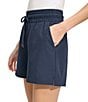 Color:Ink - Image 3 - Commuter Active High Rise Elastic Tie Waist Pocketed Pull-On Shorts