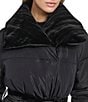 Andrew Marc Sport Emerson Water Resistnat Oversized Collar Mixed Media Belted Wrap Coat, Color:Black - Image 4