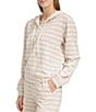 Color:Oatmeal Combo - Image 1 - Heritage Stripe Lace Front Hoodie