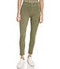 Color:Forest Green - Image 1 - High Rise Hem Vent Coordinating Twill Jeggings