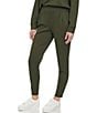 Color:Forest Green - Image 1 - High Rise Scuba Elastic Waist Coordinating Ankle Length Jogger