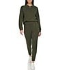Color:Forest Green - Image 3 - High Rise Scuba Elastic Waist Coordinating Ankle Length Jogger