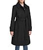 Andrew Marc Sport Lawley Wool Blend Point Collar Belted Zip Front Trench Coat, Color:Black - Image 1