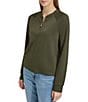 Color:Forest Green - Image 1 - Long Sleeve Quarter Zip Crew Neck Coordinating Scuba Pullover
