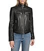 Andrew Marc Sport Mikel Racer Stand Collar Zip Front Leather Jacket, Color:Black - Image 1