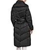 Andrew Marc Sport Palmer High Shine Satin Mix Pattern Oversize Collar Belted Water Resistant Puffer Coat, Color:Black - Image 2