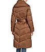 Andrew Marc Sport Palmer High Shine Satin Mix Pattern Oversize Collar Belted Water Resistant Puffer Coat, Color:Clay - Image 2