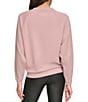 Color:Luster - Image 2 - Pebble Texture Knit Crew Neck Long Sleeve Drape Front Pullover Top