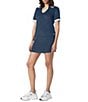 Color:Midnight - Image 3 - Point Collar V-Neck Short Sleeve Contrasting Trim Coordinating Polo Pullover