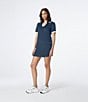 Color:Midnight - Image 5 - Point Collar V-Neck Short Sleeve Contrasting Trim Coordinating Polo Pullover