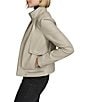 Andrew Marc Sport Rowan Leather Collared Racer Jacket, Color:Stone - Image 4