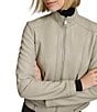 Andrew Marc Sport Rowan Leather Collared Racer Jacket, Color:Stone - Image 5